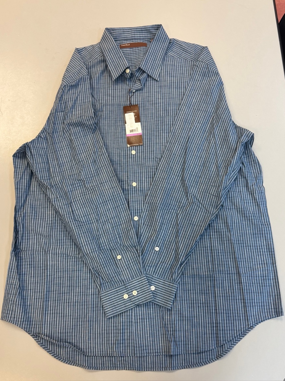 Classic Blue Stripe Men's Dress Shirt - Brand: Perry Ellis size 2XLT